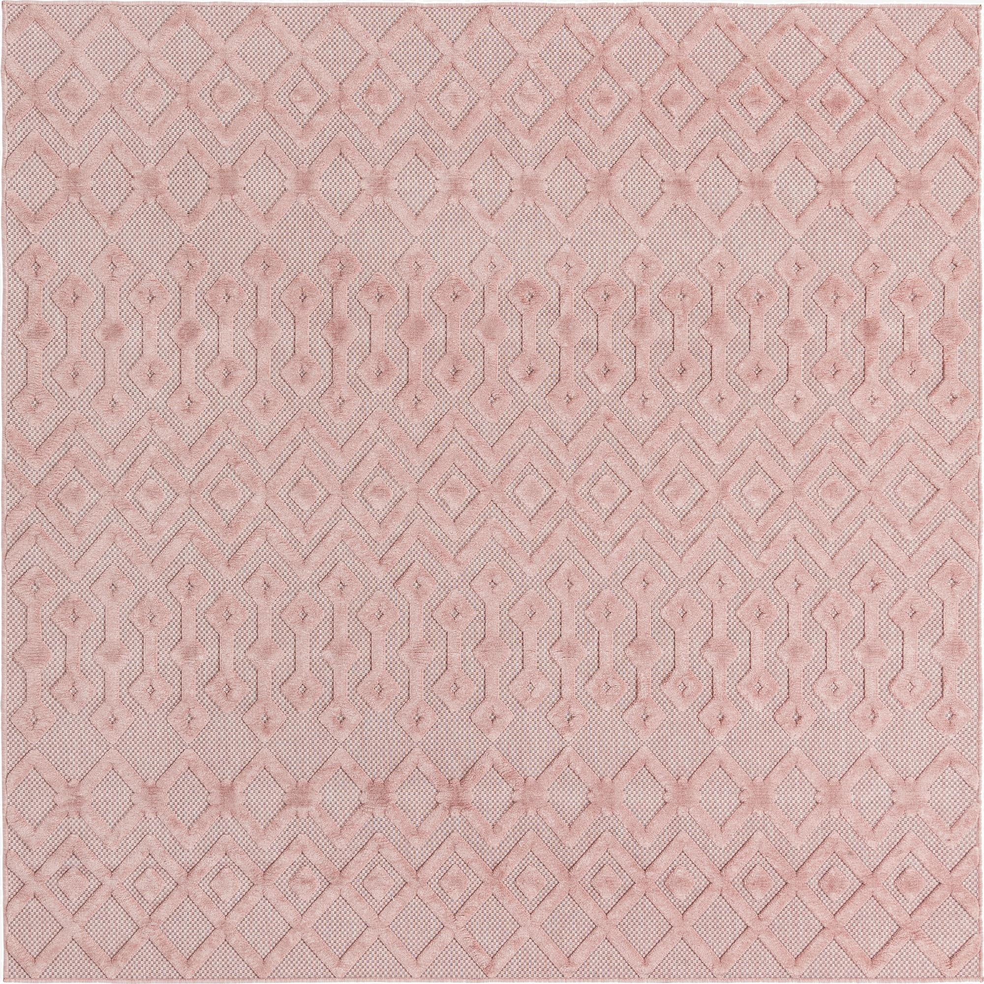 7' 10 x 7' 10  Washable Trellis Textured Indoor / Outdoor Square Rug