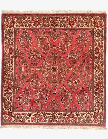 4' x 4' 2 Sarouk Square Rug