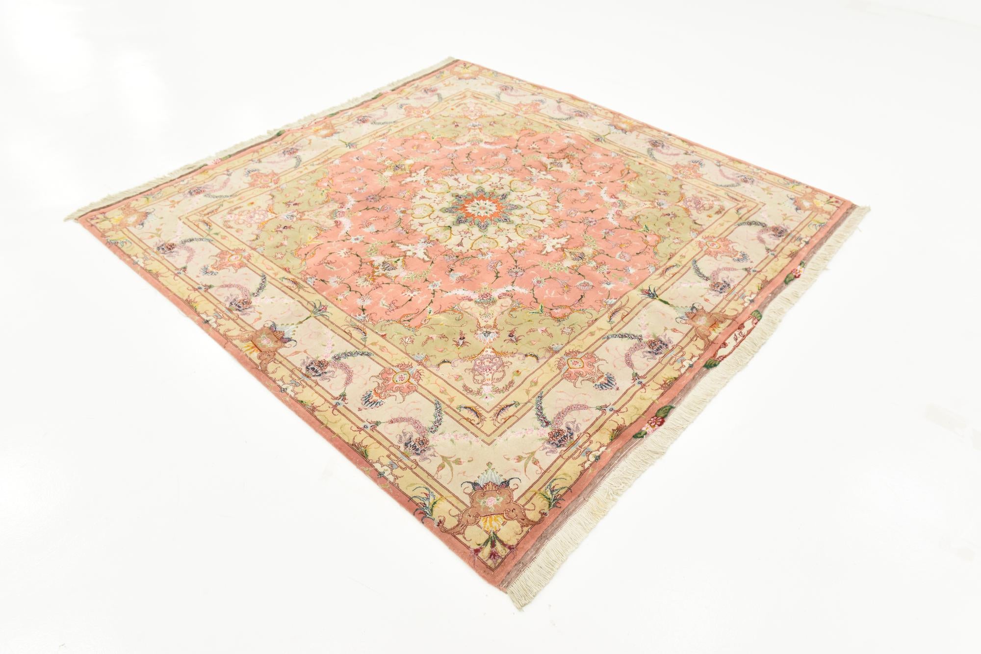 6' 8 x 6' 8 Hand Knotted Tabriz Persian Square Rug