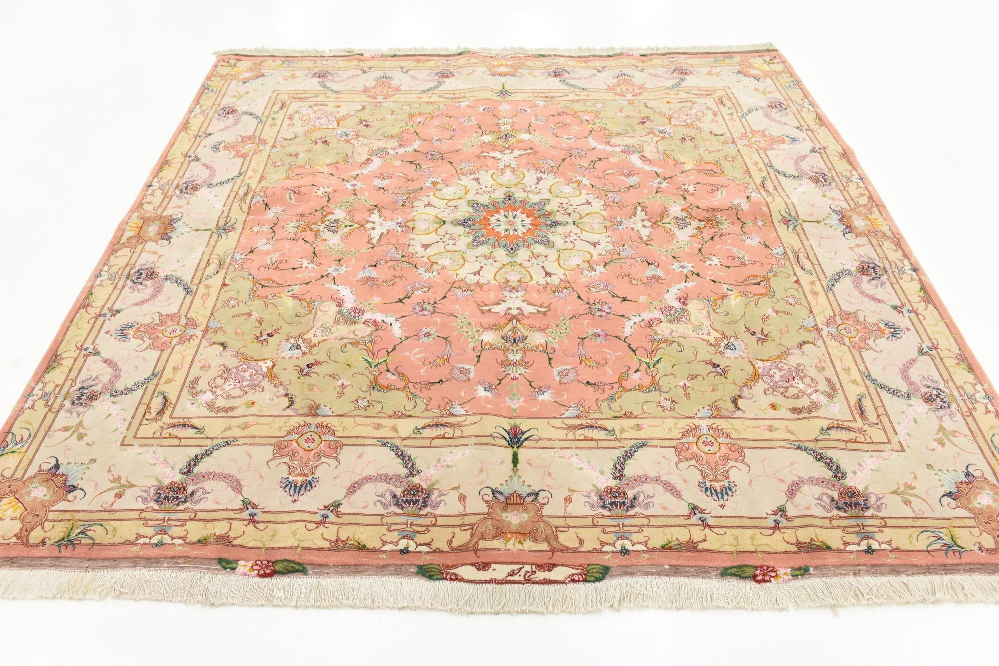 6' 8 x 6' 8 Hand Knotted Tabriz Persian Square Rug