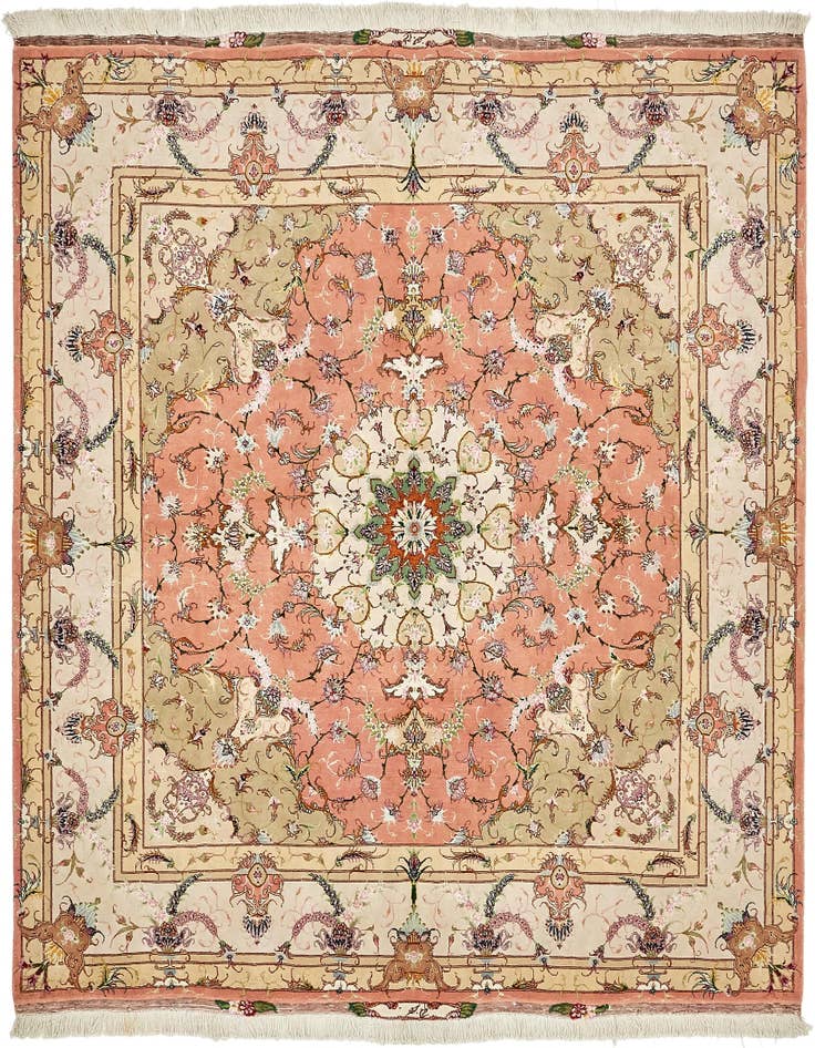 Detail image of 6' 8 x 6' 8 Hand Knotted Tabriz Persian Square Rug