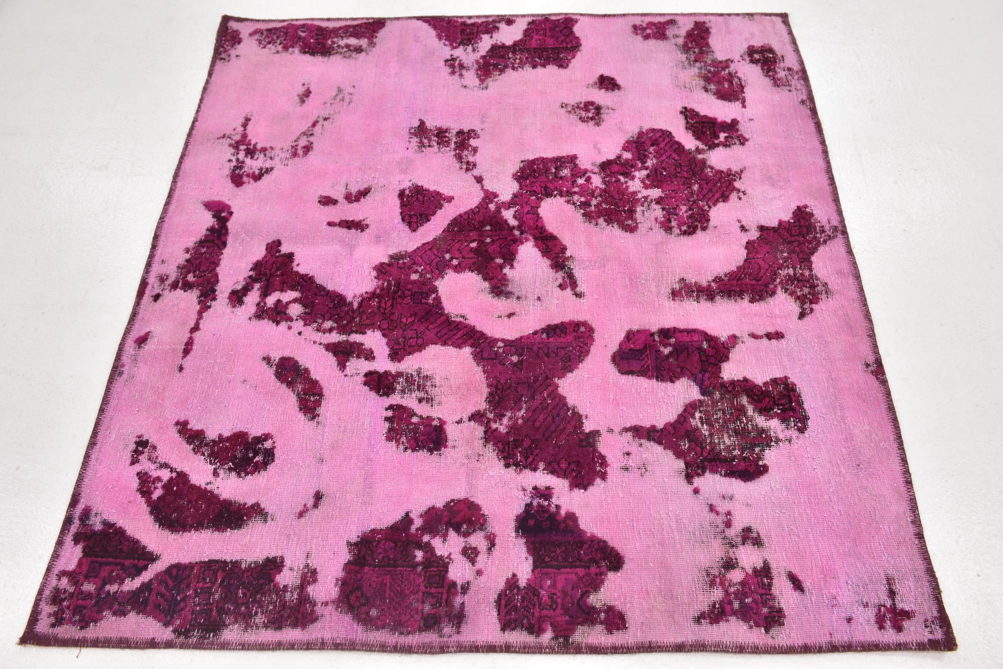 4' 3 x 4' 7 Hand Knotted Ultra Vintage Persian Wool Square Rug