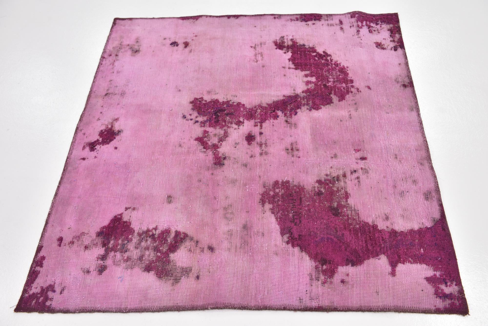 4' x 4' 2 Hand Knotted Ultra Vintage Persian Wool Square Rug