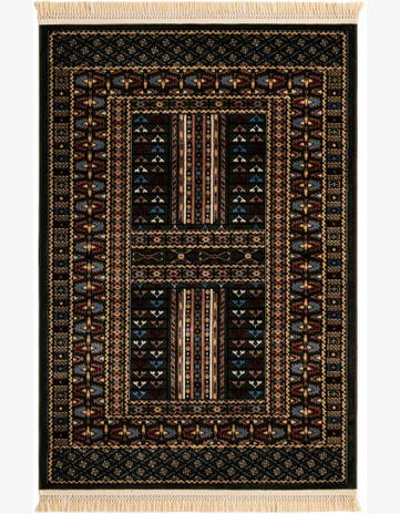 4' x 6' Pitcairn · Tribal geometric rug, dark green
