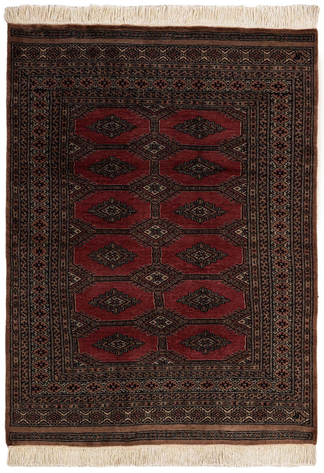 4' 3 x 5' 10 Hand Knotted Bokhara Oriental Wool Rug