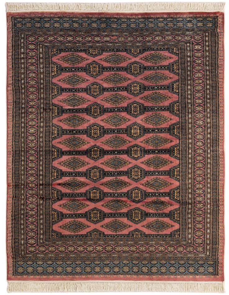 Detail image of 4' 2 x 6' 4 Hand Knotted Bokhara Oriental Wool Rug