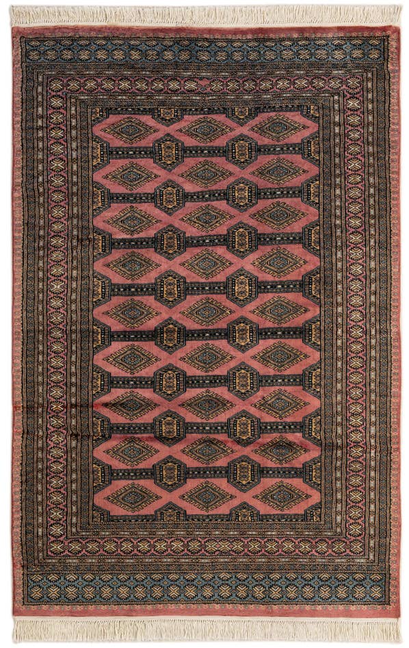 Detail image of 4' 2 x 6' 4 Hand Knotted Bokhara Oriental Wool Rug