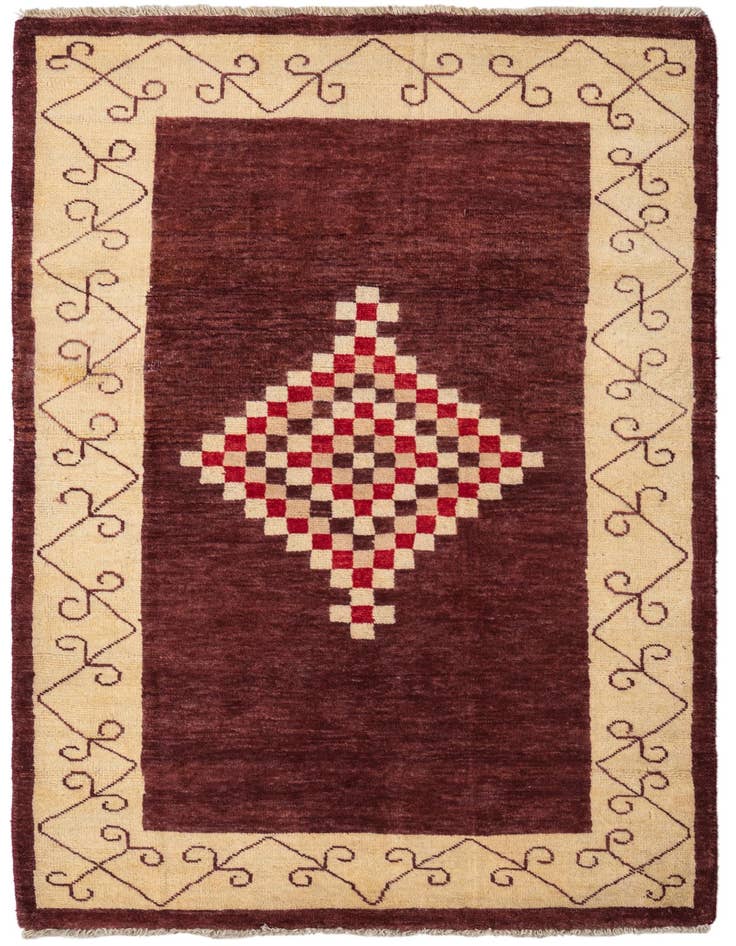 Detail image of 3' 1 x 4' 10 Hand Knotted Kashkuli Gabbeh Oriental Wool Rug