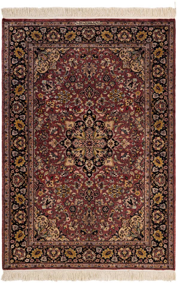 Detail image of 4' 3 x 6' 1 Hand Knotted Kashmir Oriental Wool Rug