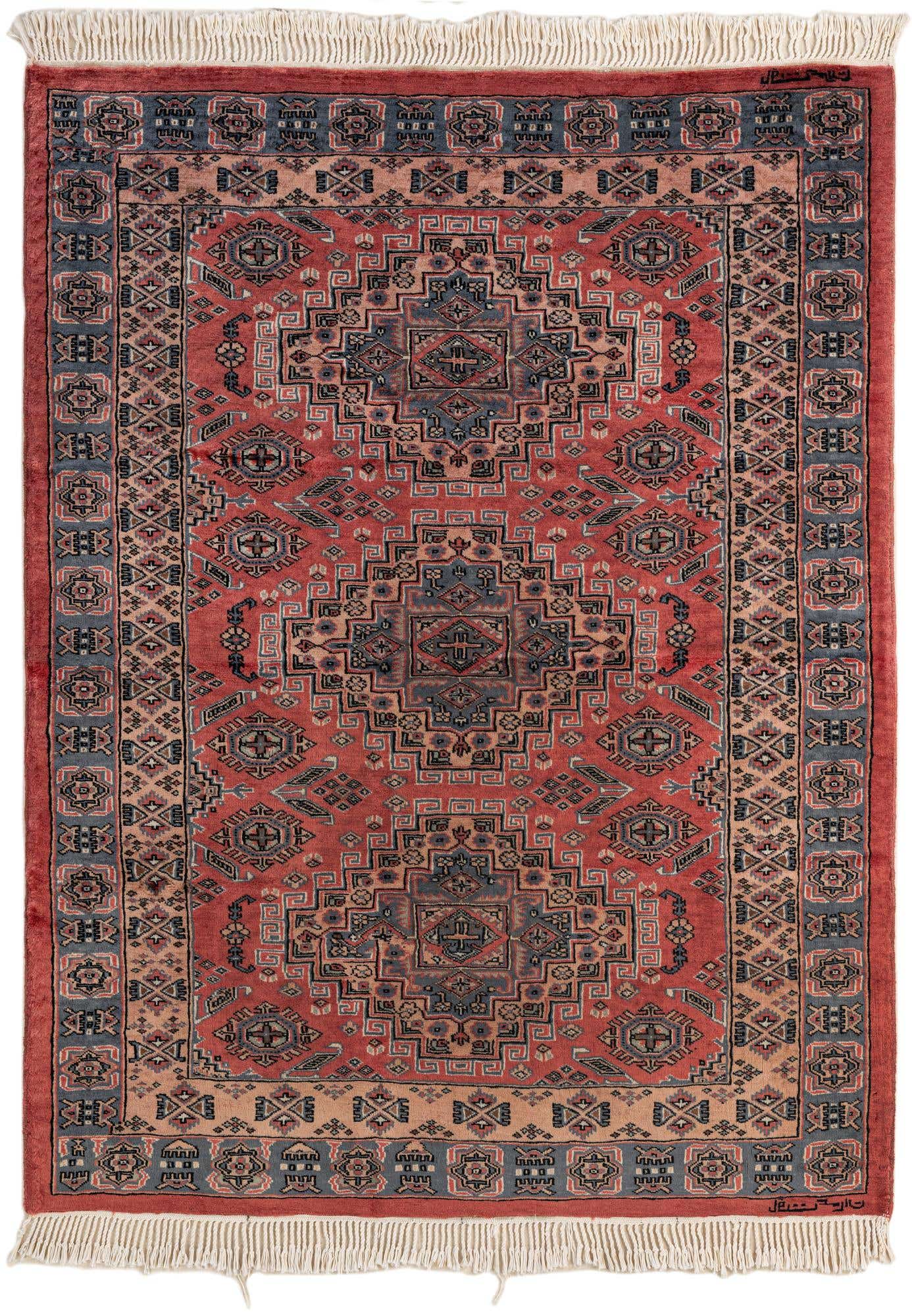 4' 3 x 5' 7 Hand Knotted Kazak Oriental Wool Rug