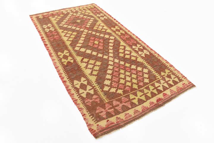 3' 4 x 6' 1 Hand Woven Kilim Maymana Wool Rug