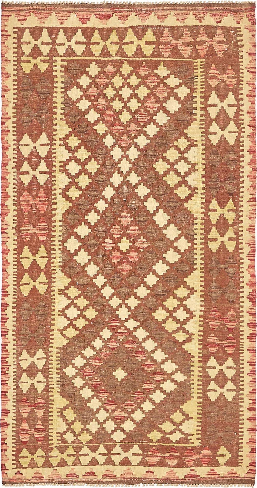 3' 4 x 6' 1 Hand Woven Kilim Maymana Wool Rug