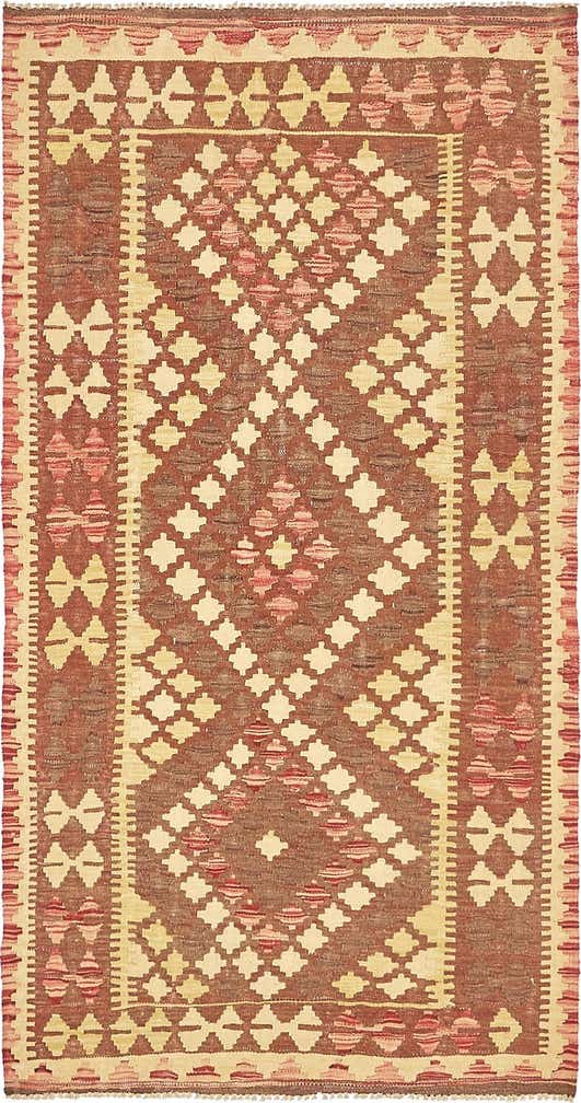 3' 4 x 6' 1 Hand Woven Kilim Maymana Wool Rug