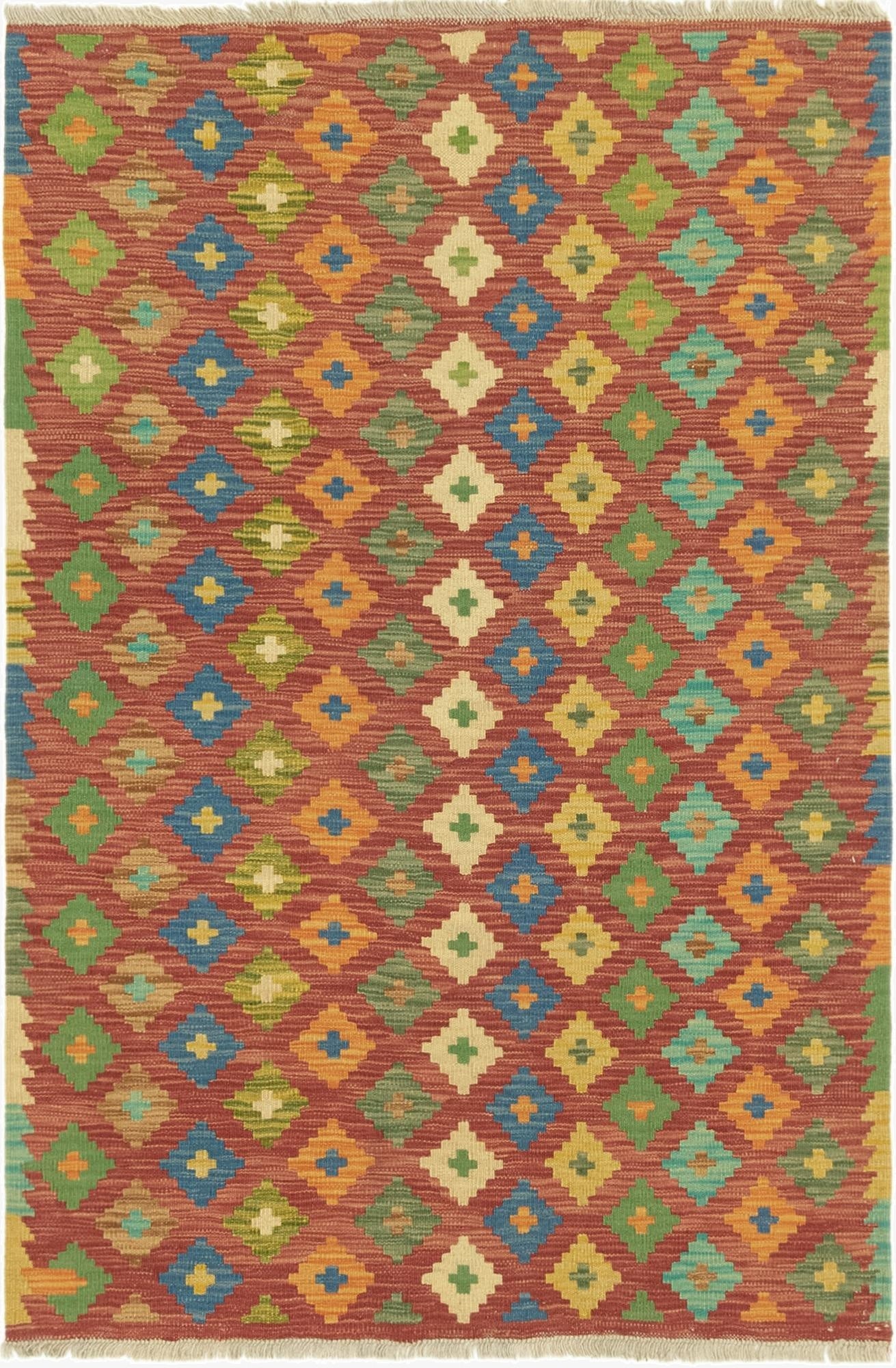3' 4 x 5'  Hand Woven Kilim Maymana Wool Rug