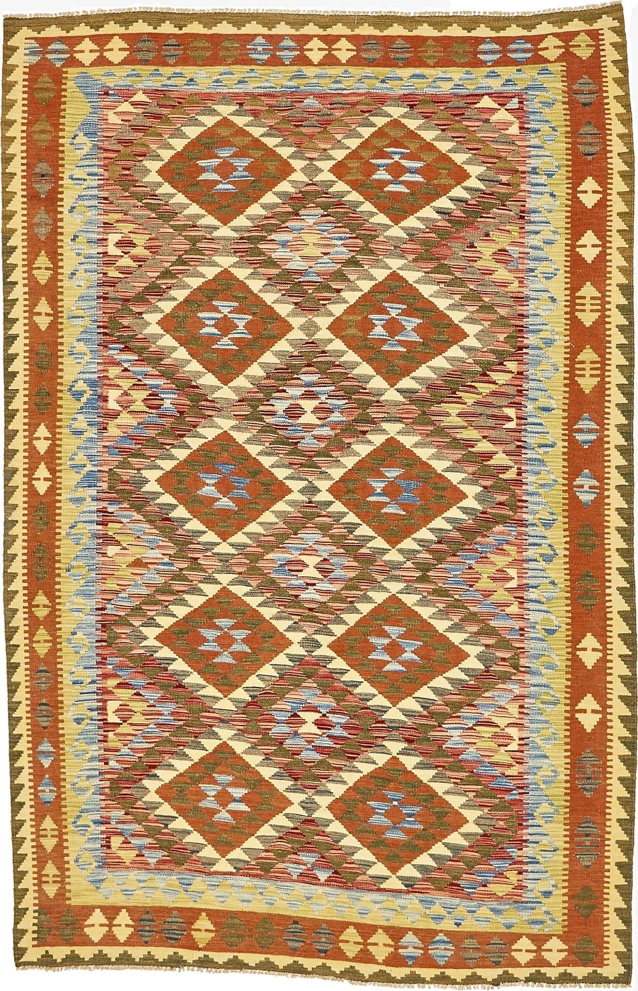 5' 6 x 8' 4  Hand Woven Kilim Maymana Wool Rug