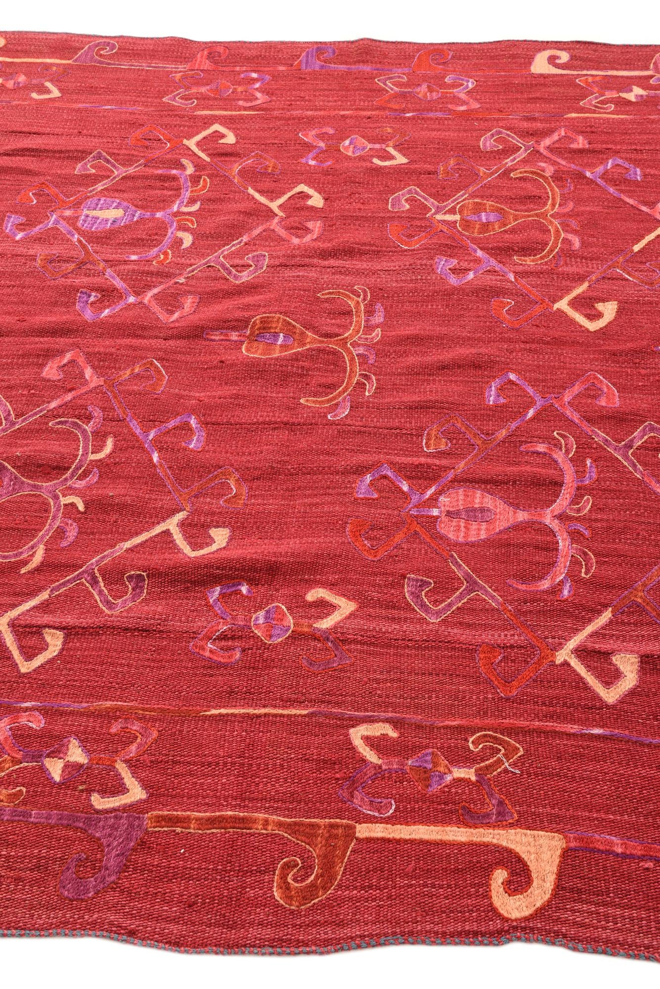 5' 10 x 7' 4 Hand Woven Kilim Suzani Wool Rug
