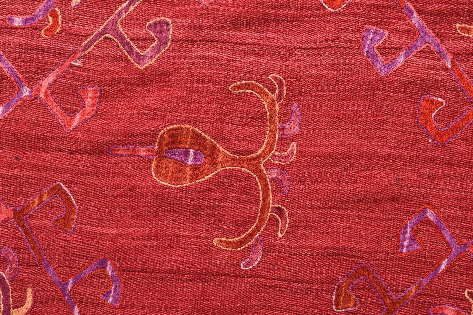 5' 10 x 7' 4 Hand Woven Kilim Suzani Wool Rug