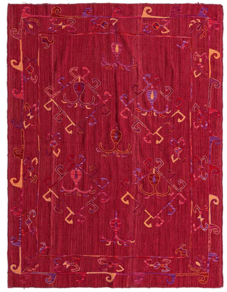 Detail image of 5' 10 x 7' 4 Hand Woven Kilim Suzani Wool Rug