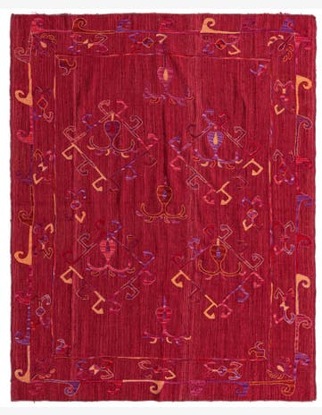 5' 10 x 7' 4 Hand Woven Kilim Suzani Wool Rug