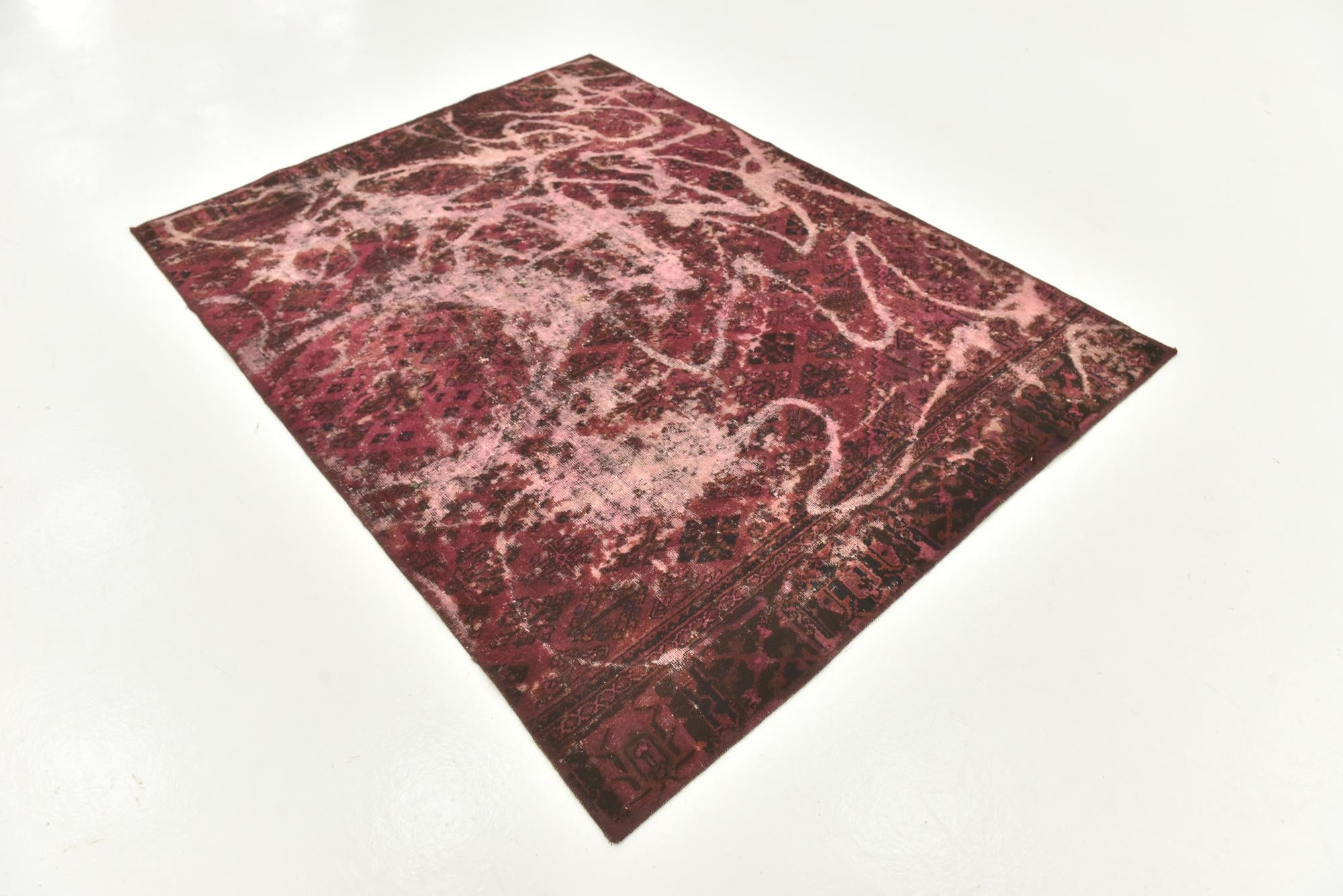 4' 9 x 6' 5 Hand Knotted Ultra Vintage Persian Wool Rug