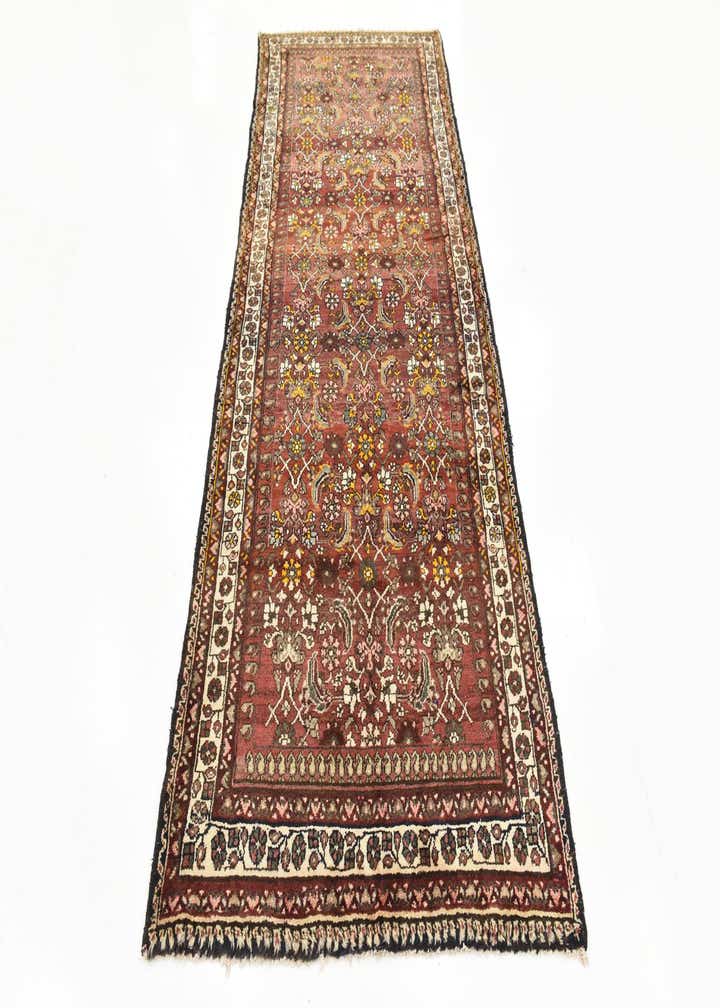 3' 10 x 9' 9 Hand Knotted Hossainabad Persian Wool Runner Rug