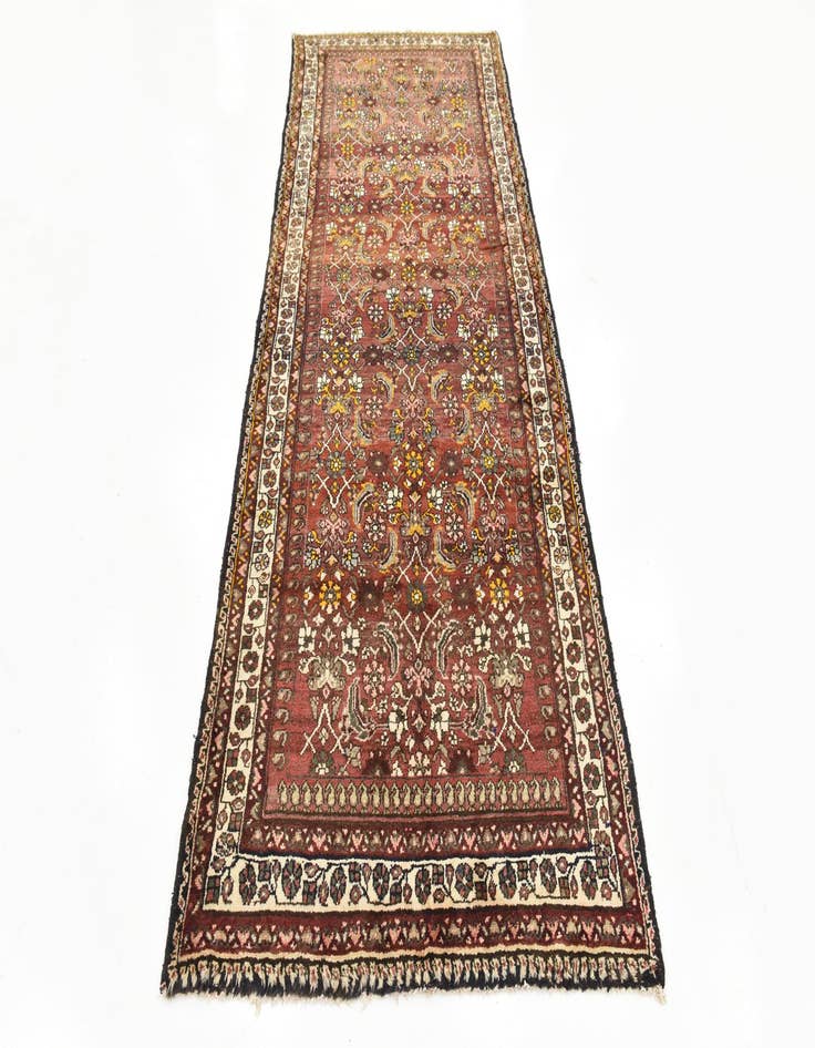 Detail image of 3' 10 x 9' 9 Hand Knotted Hossainabad Persian Wool Runner Rug