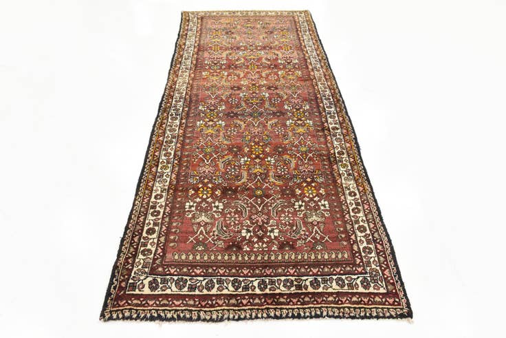 Detail image of 3' 10 x 9' 9 Hand Knotted Hossainabad Persian Wool Runner Rug