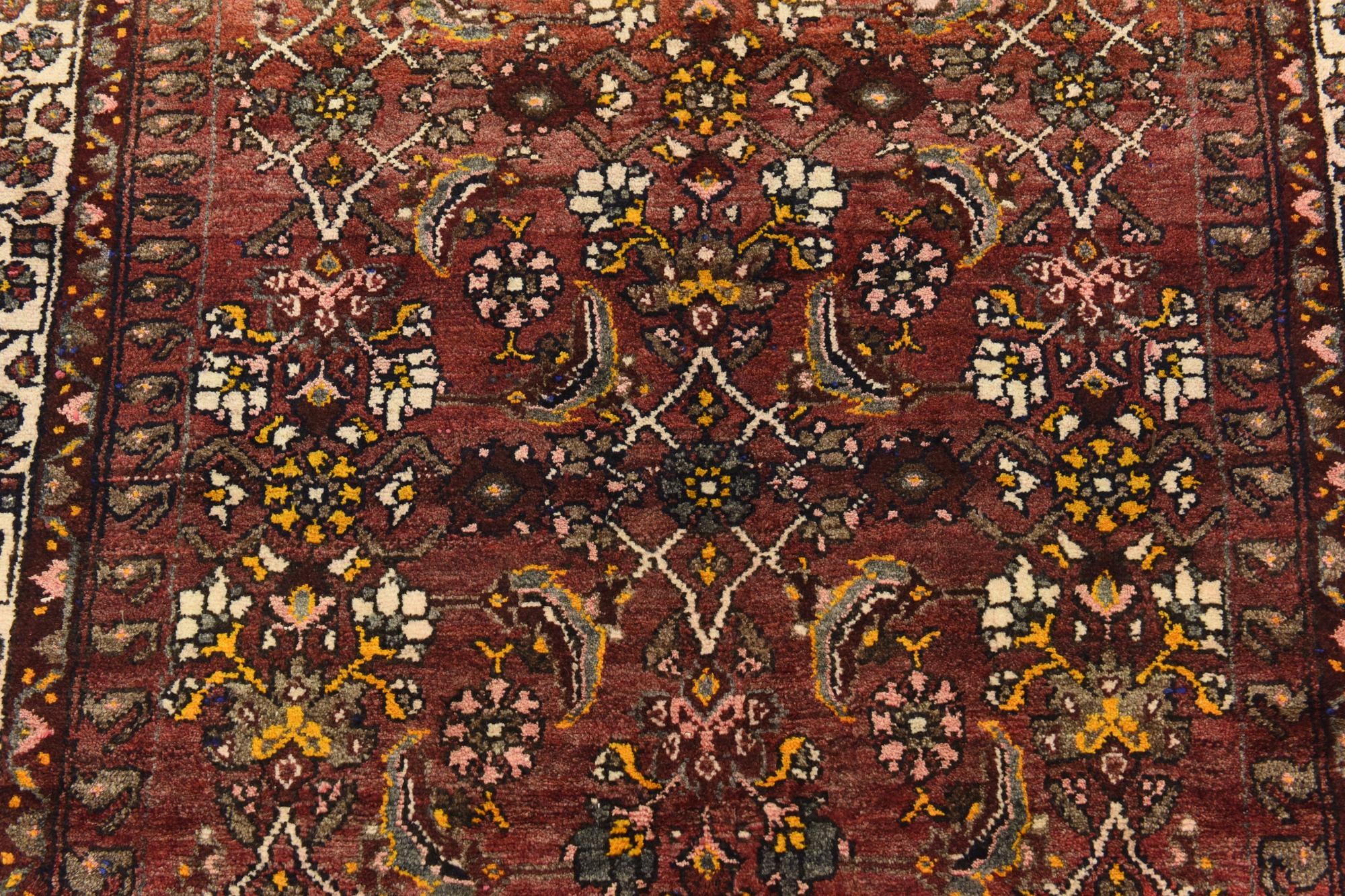 3' 10 x 9' 9 Hand Knotted Hossainabad Persian Wool Runner Rug