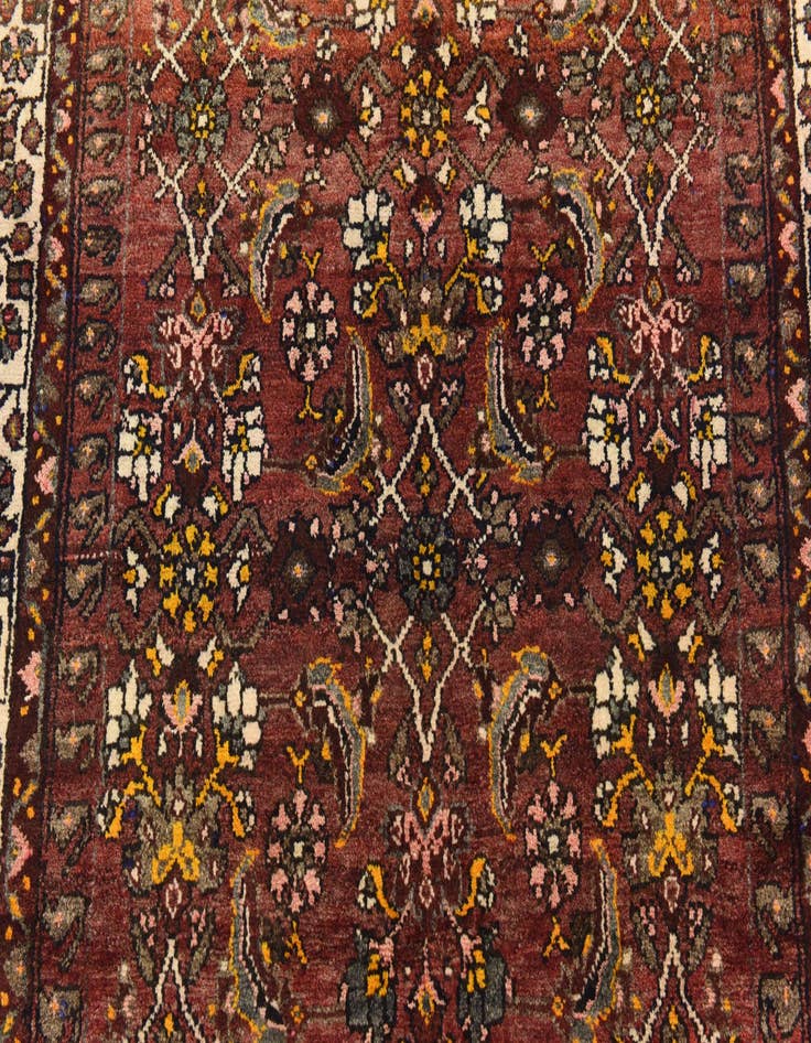 Detail image of 3' 10 x 9' 9 Hand Knotted Hossainabad Persian Wool Runner Rug