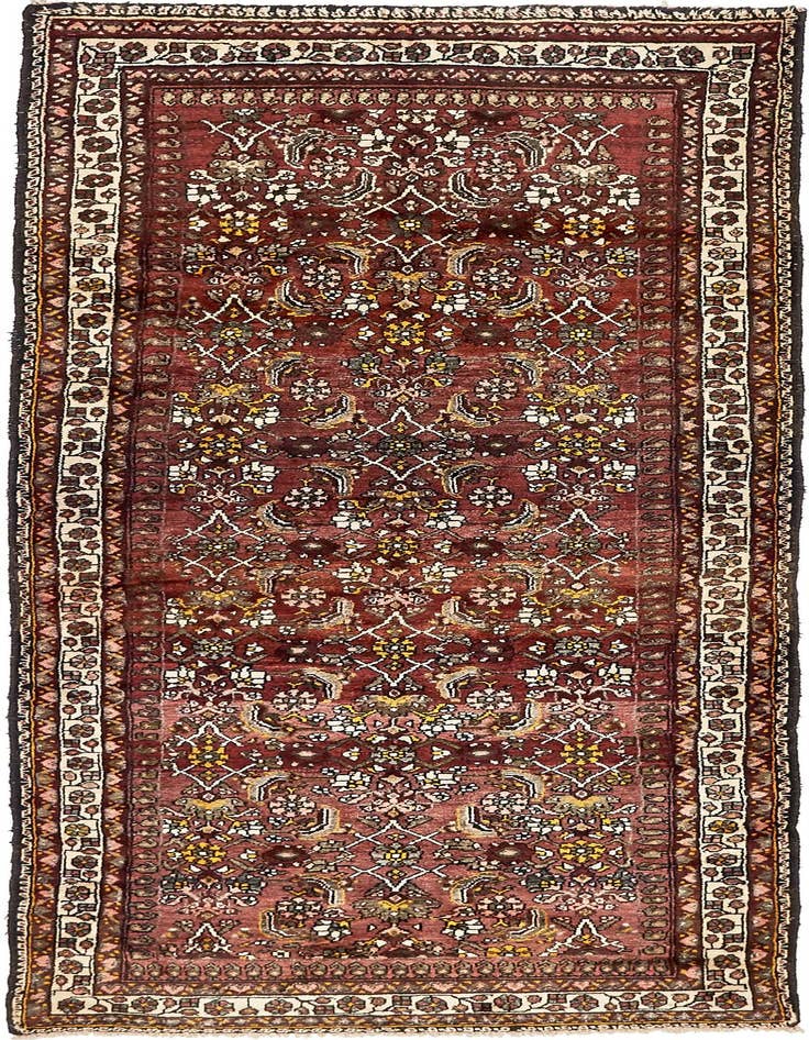 Detail image of 3' 10 x 9' 9 Hand Knotted Hossainabad Persian Wool Runner Rug