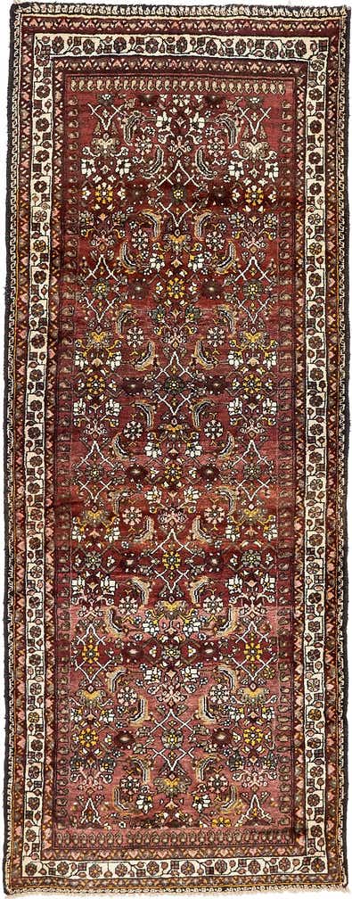 3' 10 x 9' 9 Hand Knotted Hossainabad Persian Wool Runner Rug