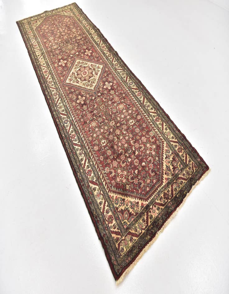 Detail image of 4' x 10' 8  Hand Knotted Hossainabad Persian Wool Runner Rug