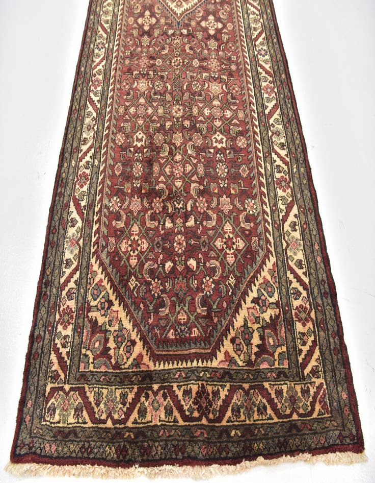 Detail image of 4' x 10' 8  Hand Knotted Hossainabad Persian Wool Runner Rug