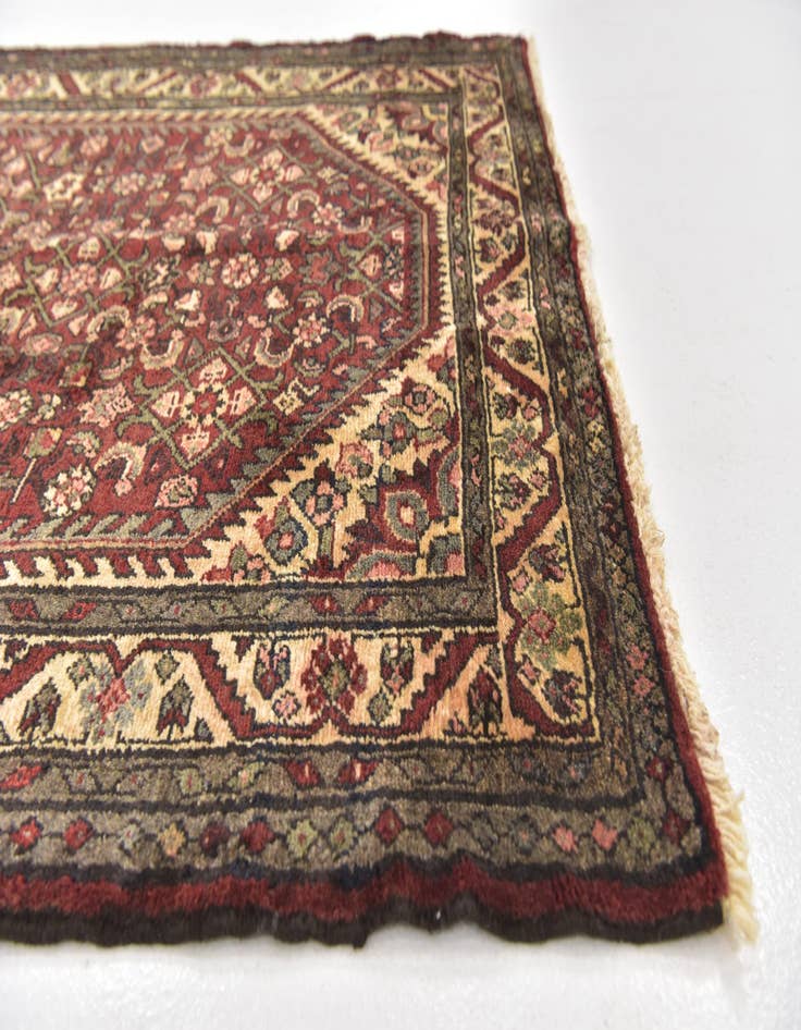 Detail image of 4' x 10' 8  Hand Knotted Hossainabad Persian Wool Runner Rug