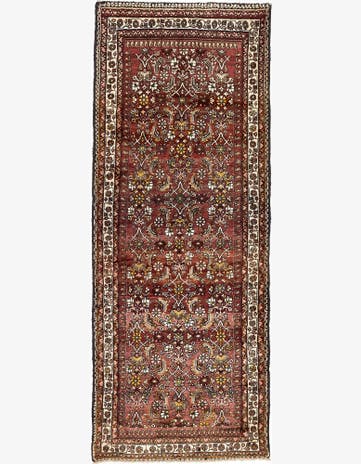 3' 10 x 9' 9 Hand Knotted Hossainabad Persian Wool Runner Rug