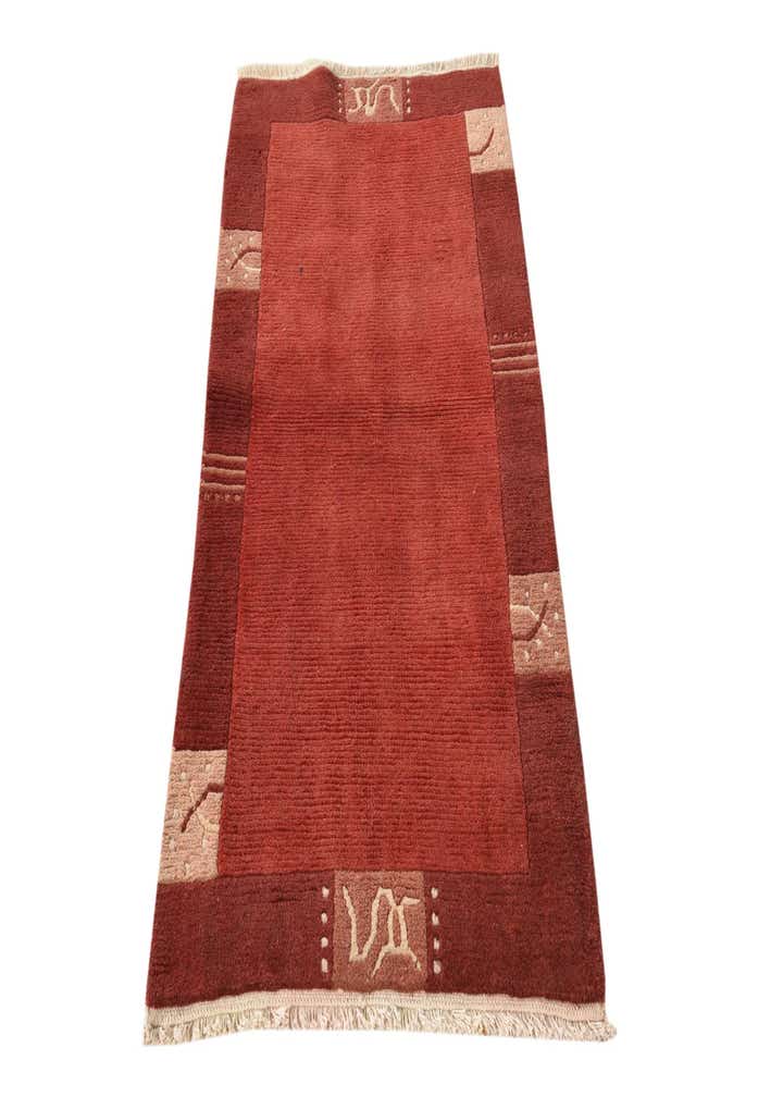 2' 4 x 4' 7 Hand Knotted Nepal Wool Runner Rug