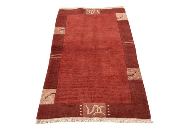 Detail image of 2' 4 x 4' 7 Hand Knotted Nepal Wool Runner Rug