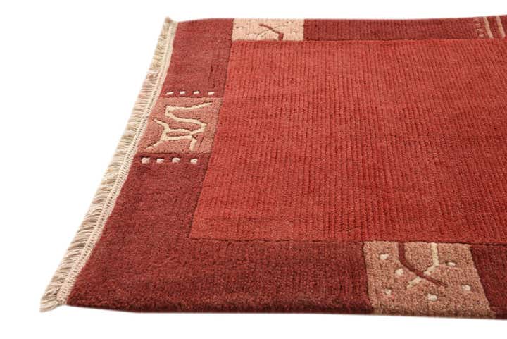 2' 4 x 4' 7 Hand Knotted Nepal Wool Runner Rug