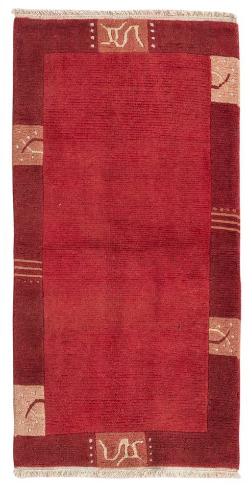 Detail image of 2' 4 x 4' 7 Hand Knotted Nepal Wool Runner Rug