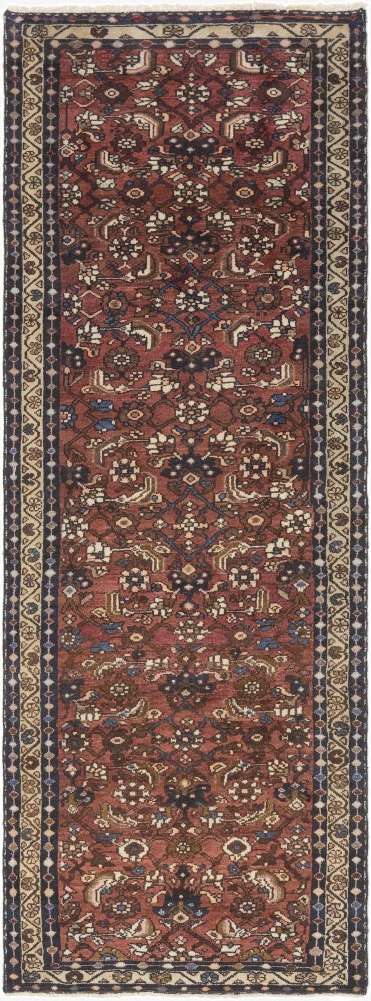 3' 4 x 9' 9  Hand Knotted Shahsavand Persian Wool Runner Rug