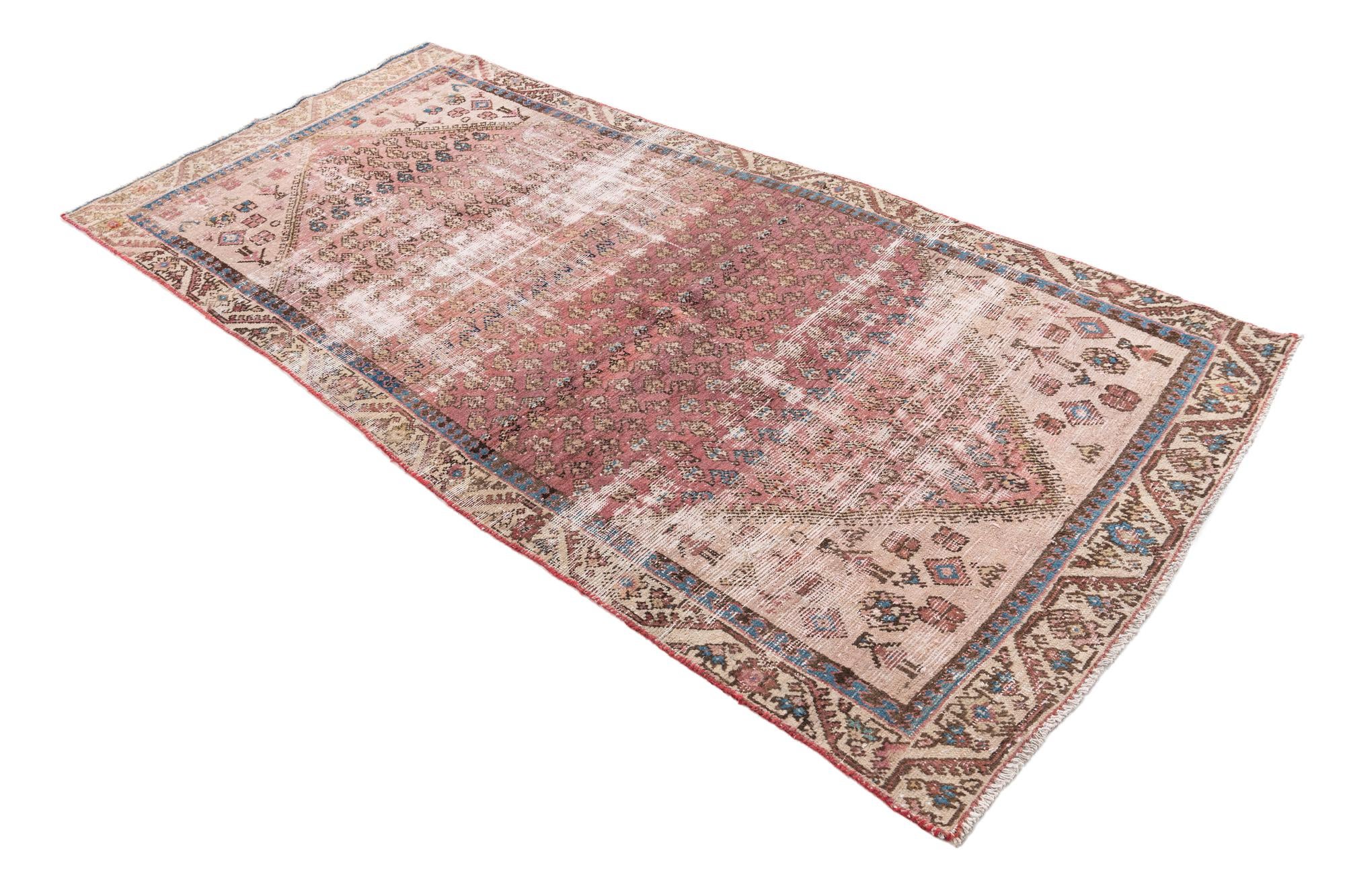4' x 8' 1 Hand Knotted Ultra Vintage Persian Wool Runner Rug