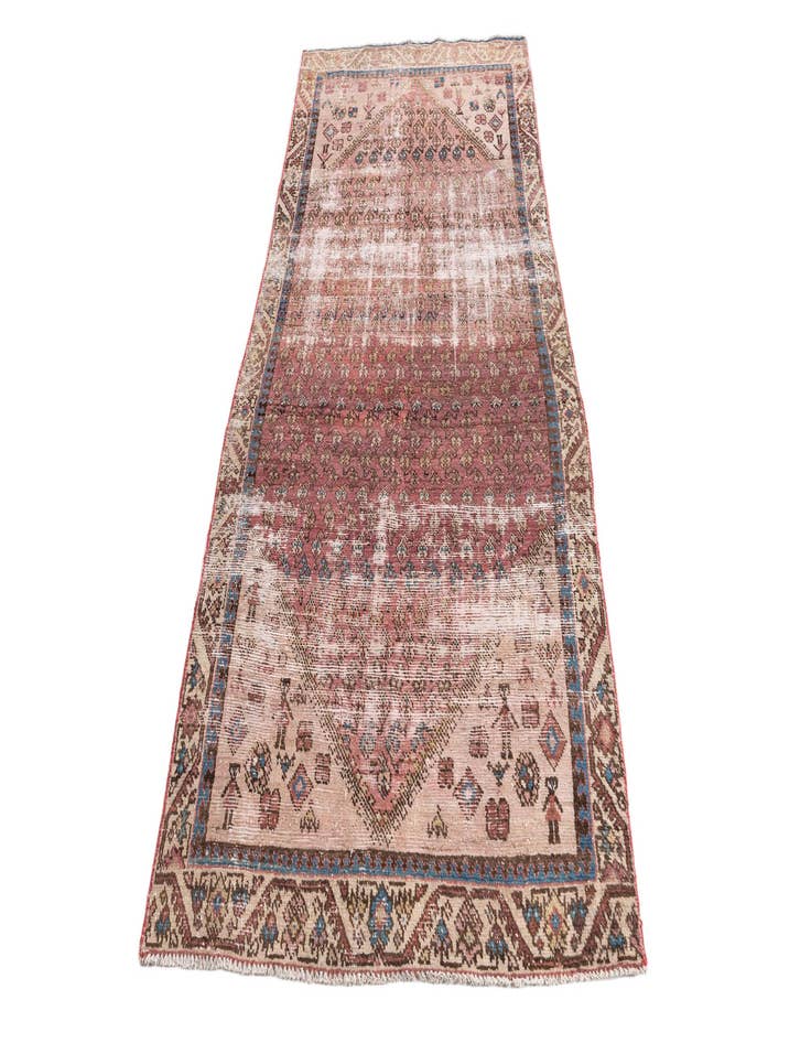 Detail image of 4' x 8' 1  Hand Knotted Ultra Vintage Persian Wool Runner Rug