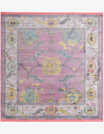 8' 2 x 8' 2 Pope · Floral runner rug, pink and blue
