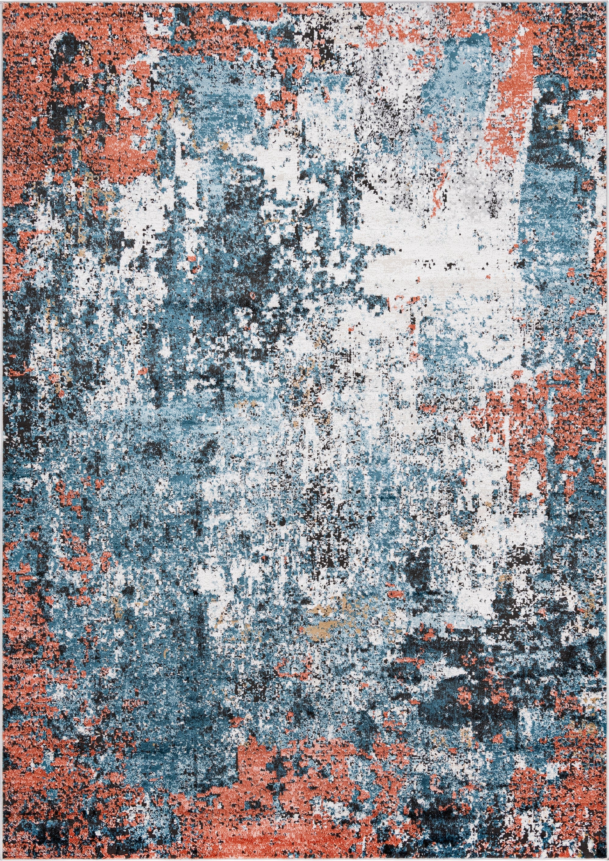 Porter · Abstract rug, blue and salmon