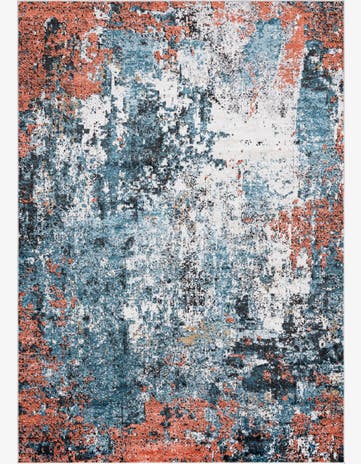 Porter · Abstract rug, blue and salmon