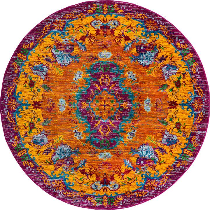 7' 10 x 7' 10 Preston · Medallion rug, orange
