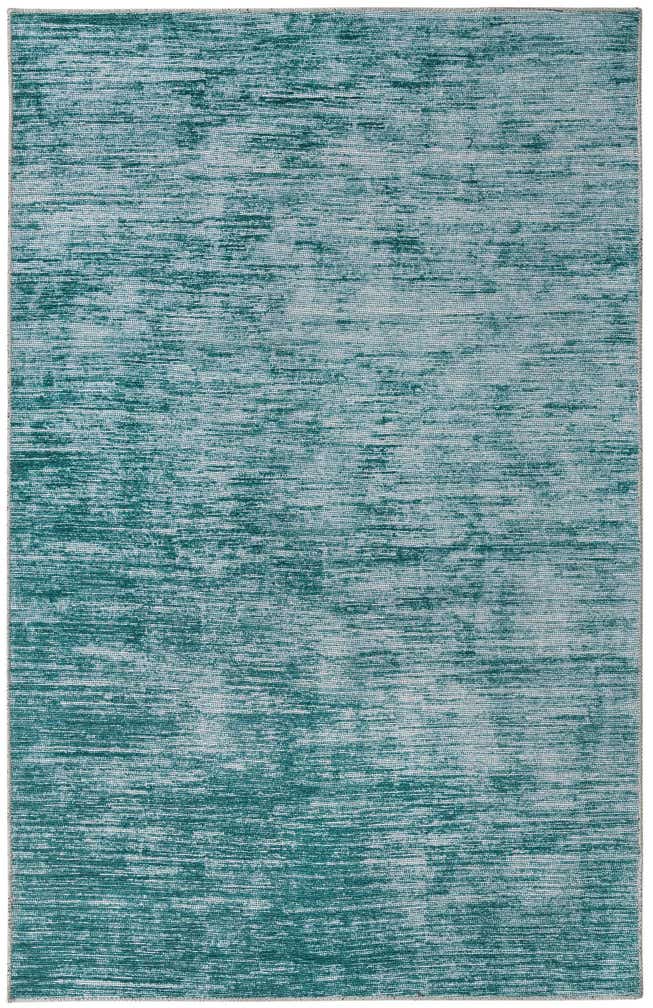 5' x 8' Prewitt · Abstract striped rug, teal and ivory