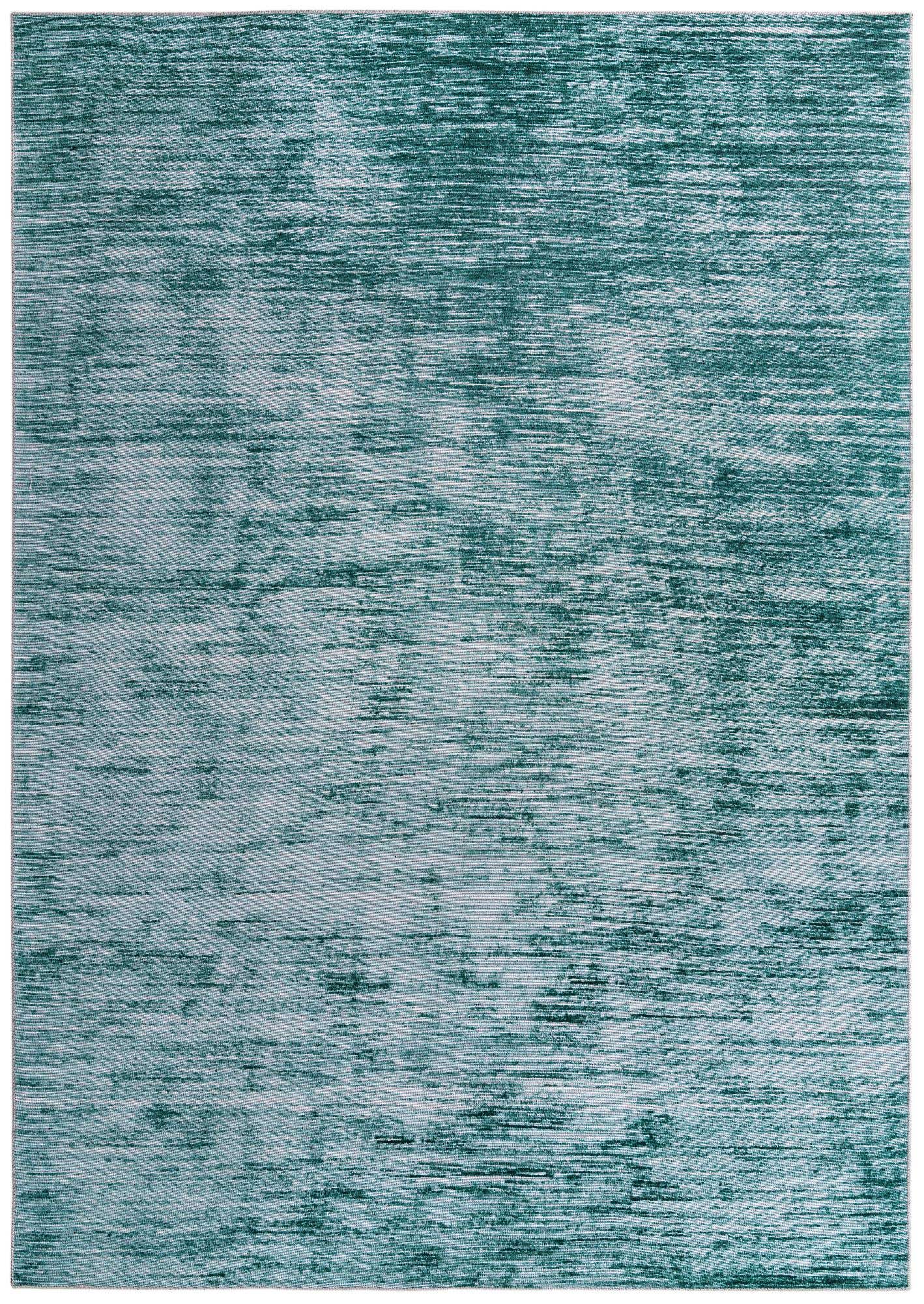 8' 4 x 12' Prewitt · Abstract striped rug, teal and ivory