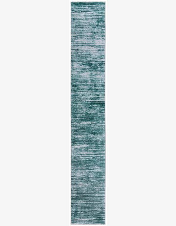 2' 6 x 16' Prewitt · Abstract striped rug, teal and ivory
