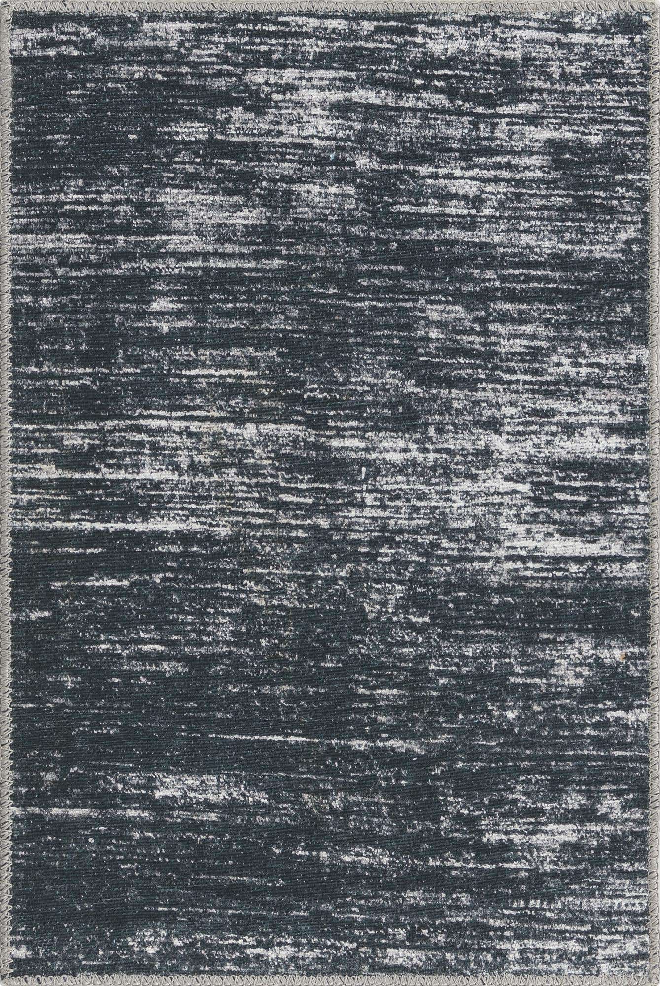 2' x 3' Prewitt · Linear abstract rug, black and ivory